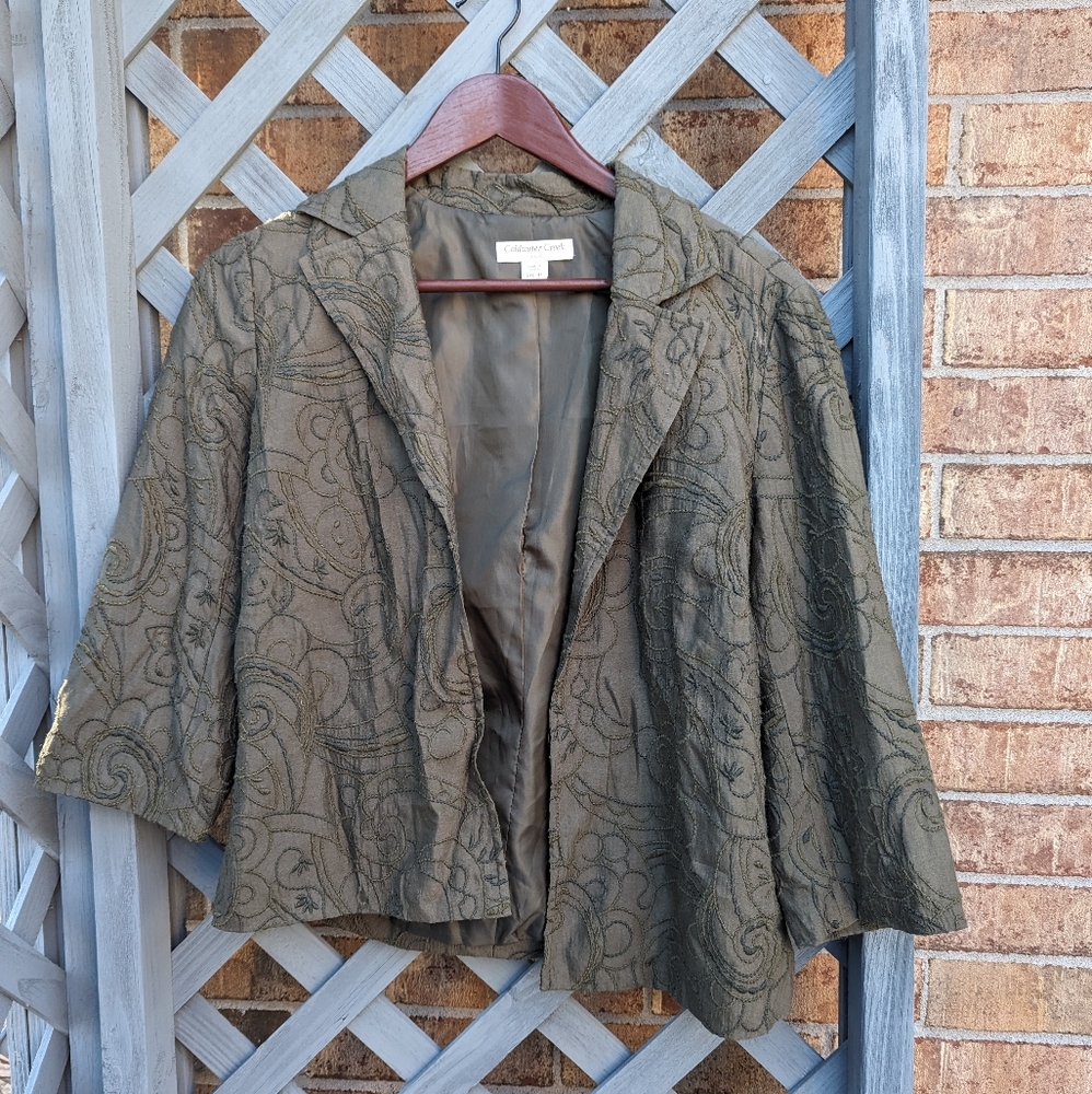 Coldwater Creek Classic Olive Lightweight Blazer